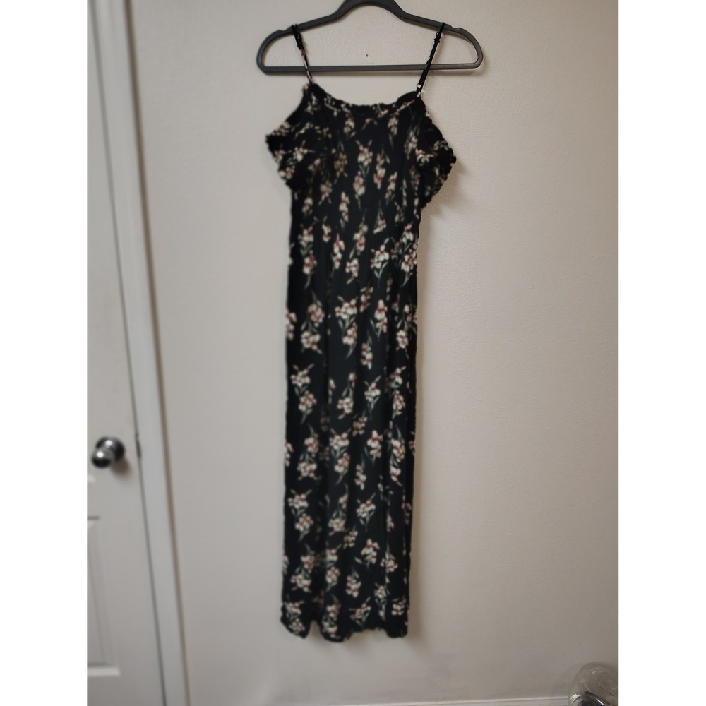 Magnolia Skye Floral Maxi Dress Womens XL Black Smocked Ruffle Spaghetti Strap